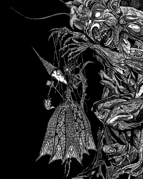 Katie Eleanor A puppeteer, 2025 Ink on paper. 10" x 8"