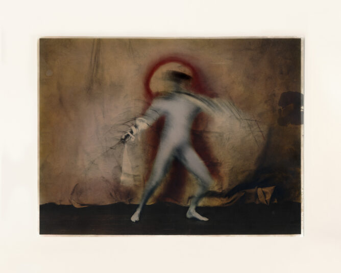 Katie Eleanor, Grounding (as Icarus), 2025 Quadtych of hand-coloured silver gelatine prints mounted on cotton core board. 16" x 20"