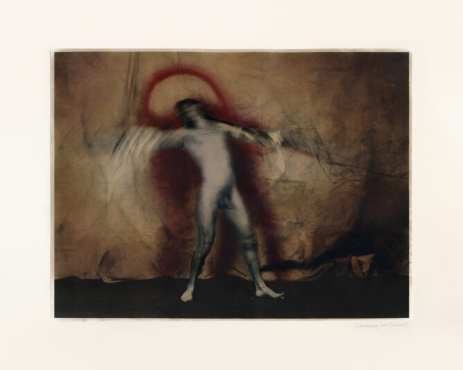 Katie Eleanor, Grounding (as Icarus), 2025 Quadtych of hand-coloured silver gelatine prints mounted on cotton core board. 16" x 20"