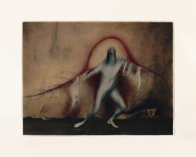 Katie Eleanor, Grounding (as Icarus), 2025 Quadtych of hand-coloured silver gelatine prints mounted on cotton core board. 16" x 20"