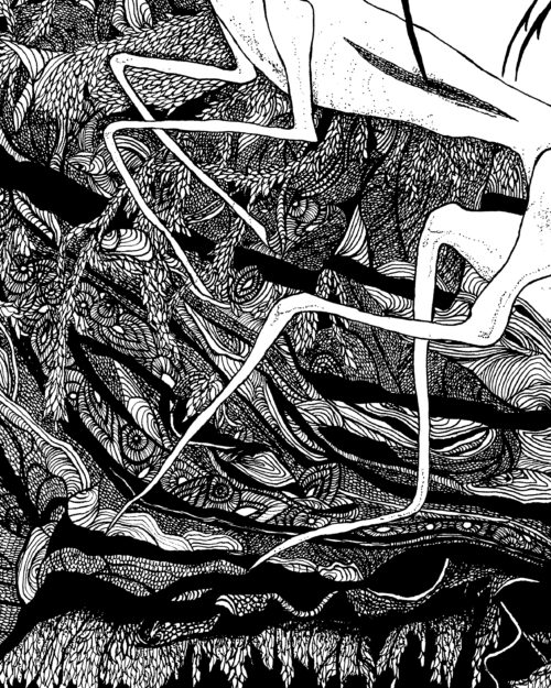 Katie Eleanor, Faerie VII (Feast I), 2025. Ink on paper.