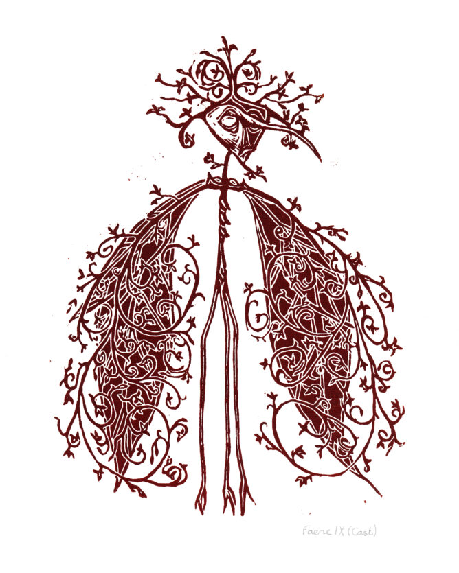 Katie Eleanor, Faerie IX (Cast), 2026 Relief Print 10" x 8"